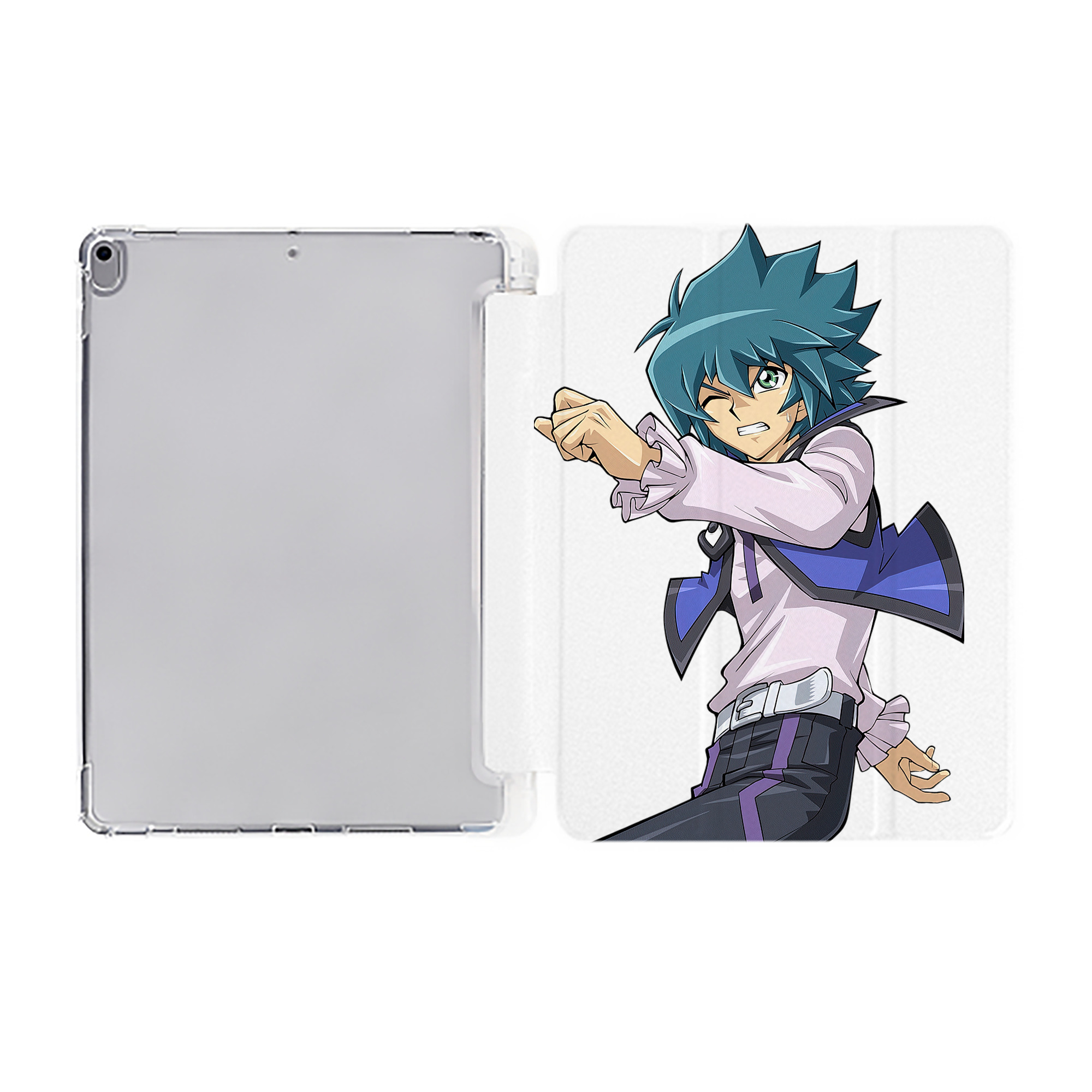 （画像用） 遊☆戯☆王 Yu-Gi-Oh! IPad ケース ペン収納付き 三つ折りスタンド PUレザー×シリコン 対応機種9.5/10.5/10.9インチ